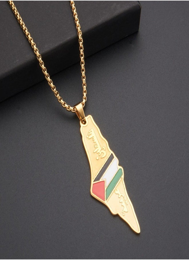 General - Two Palestinian flags map necklace Exquisite accessories for men and women - Image 1