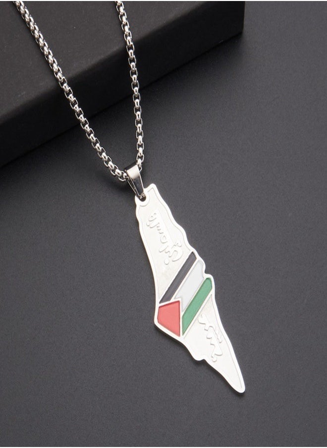 General - Two Palestinian flags map necklace Exquisite accessories for men and women - Image 1
