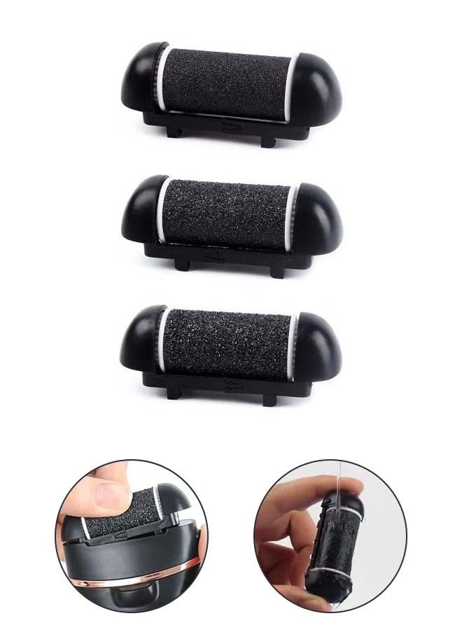 Generic Black 3 PCS electric exfoliating roller head, 3 different scrub coarseness, washable  - Image 1