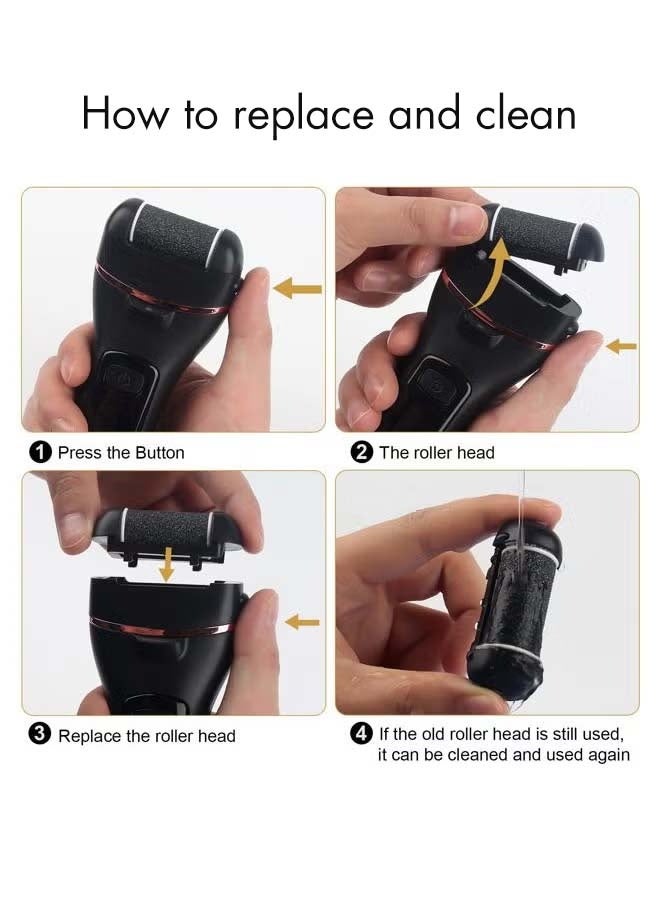 Generic Black 3 PCS electric exfoliating roller head, 3 different scrub coarseness, washable  - Image 2