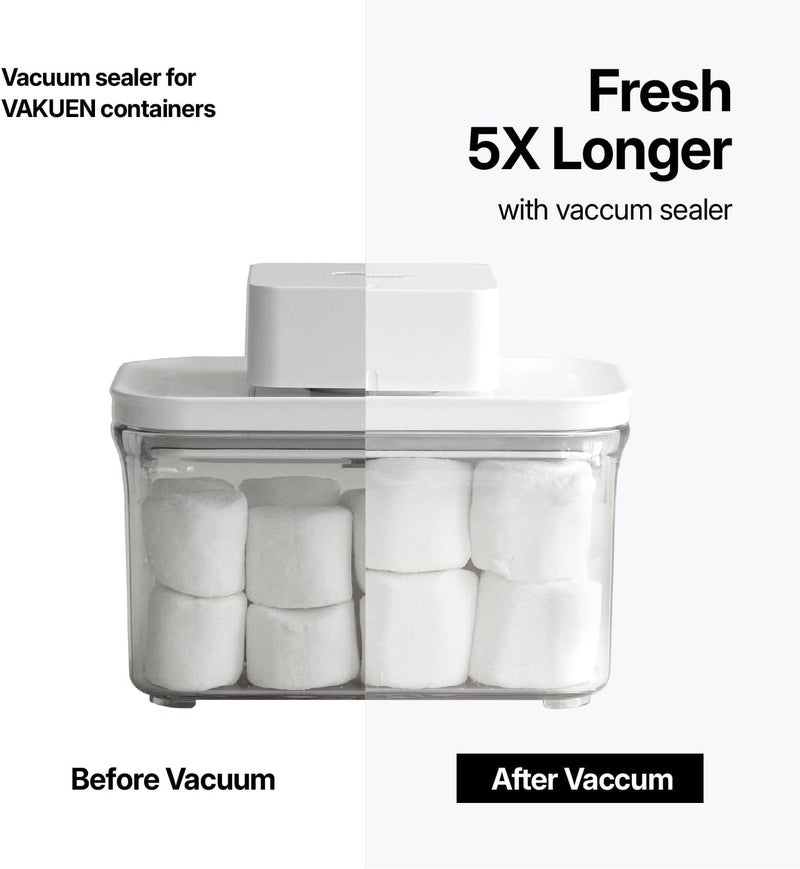 VAKUEN مجموعة حاويات تخزين طعام محكمة الإغلاق من Premium مكونة من 9 قطع، تشمل جهاز ختم بالفراغ، غطاء ذكي بنظام ختم بنقرة واحدة، بدون مفاصل، مانعة للتسرب بنسبة 100٪، خالية من مادة BPA، صالحة للاستخدام في غسالة الأطباق والفريزر والميكروويف. - Image 5
