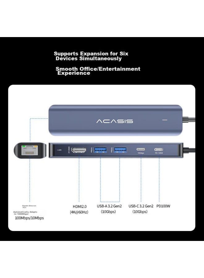 Acasis Type-c 3.2 Desktop Expansion Dock, Hdmi Expansion Dock, 10gbps Transmission, 4k 60hz Gigabit Ethernet Port, Compatible With Apple Mac Mini, 1 Meter Ds-9901m1 - Image 2