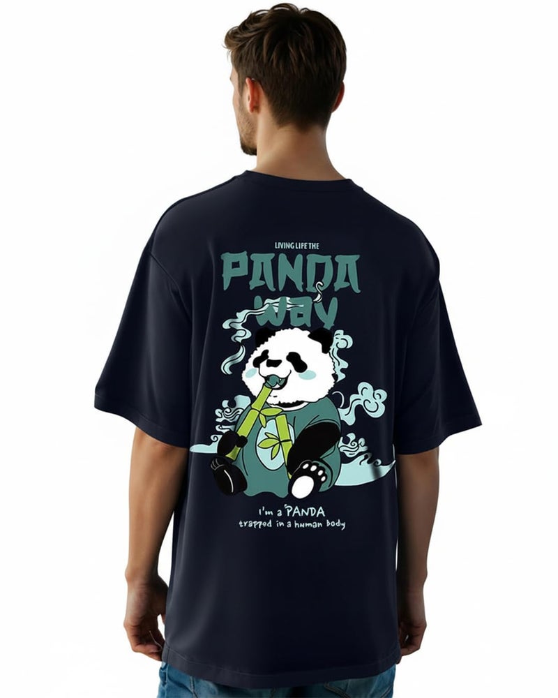 Bewakoof Men's Cotton T-Shirt 1192137 Blue Medium, Oversized Fit - Image 1
