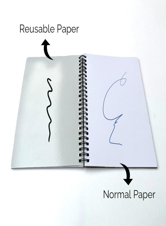 Plan To Gift A5 Reusable Notebook (Wooden Engraved / 400 GSM Reusable - 100 GSM Normal Paper / 2 Reusable - 50 Normal Sheets) Notepad for Students Reusable Diary With Pen - Image 3