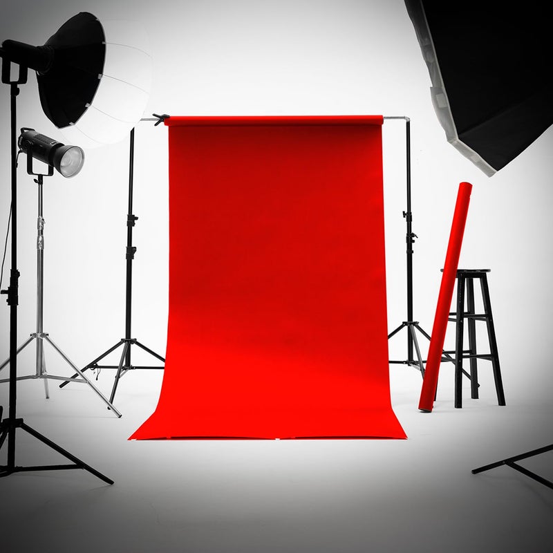 Kate Seamless Paper Backdrop Red Paper Backdrop Seamless Backdrop Paper Rolls (53''x16.4' Scarlet) - Image 2