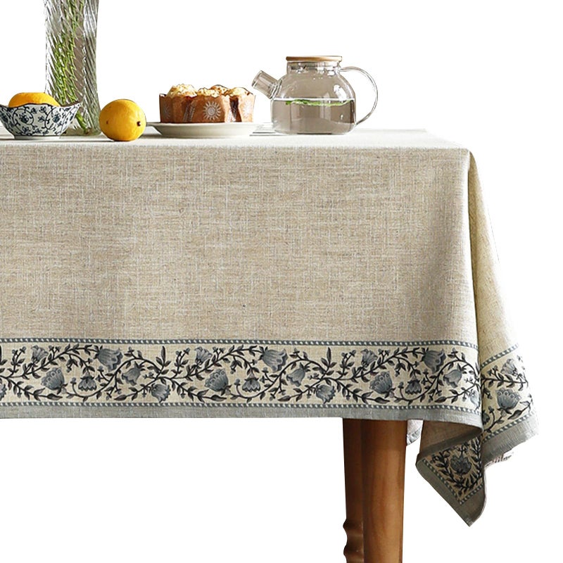 ISAENNE Designer Vintage Linen Elegant Rectangular Tablecloth,Chinoiserie Floral Indoor Table Cloth,Wrinkle Resistant Decor Table Cover for Dining Thanksgiving Kitchen,55"*79"-Segerman B - Image 5