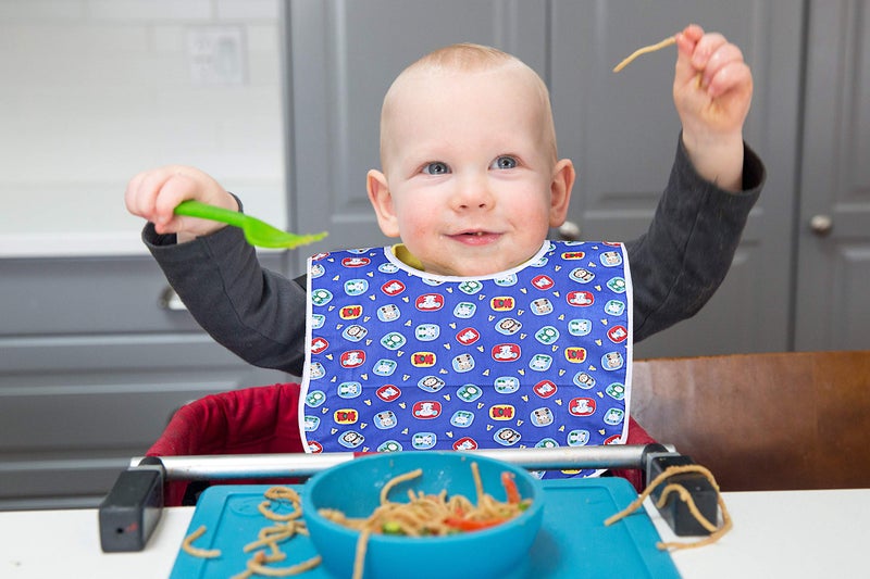 Kuber Industries Cotton Waterproof Baby Apron with Baby Food Mat (Blue) - CTKTC029978 - Image 3