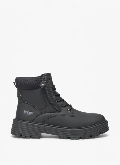 Lee Cooper Women's Solid Ankle Boots with Zip Closure and Block Heels