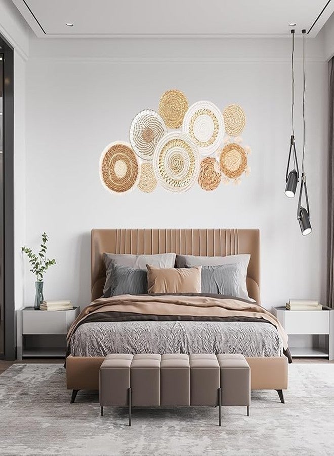 LTAXAF 9pcs Boho Wall Basket Decor-Basket Wall Decor, Decorative Plates for Wall Hanging For Living Room, Entryway, Bedroom–Natural Wall Decor - Image 2