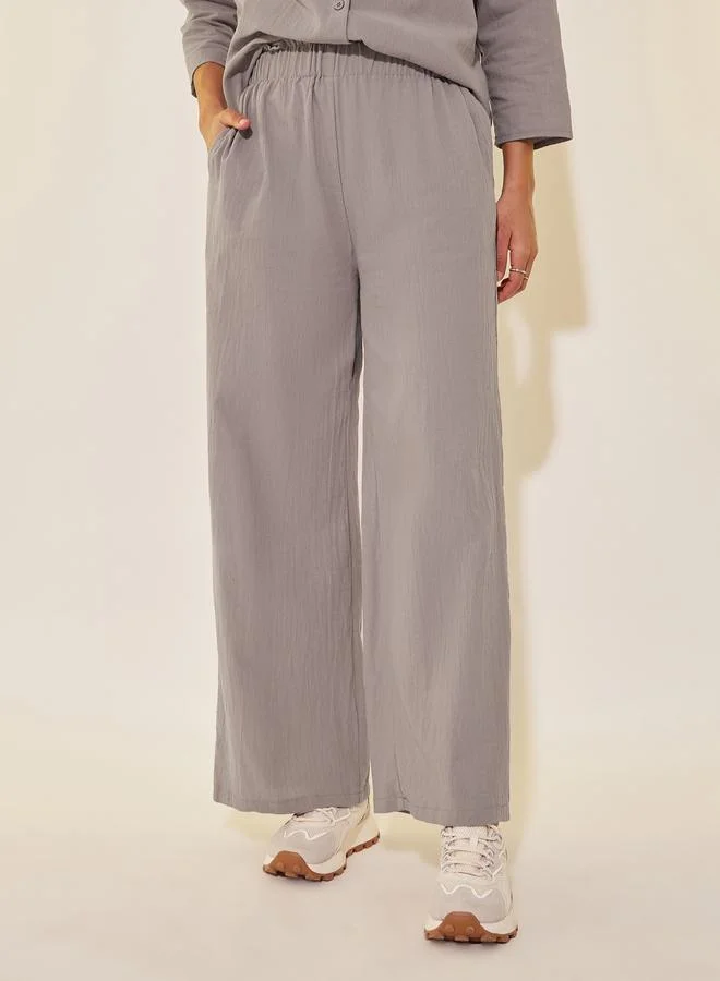 Take Two Take Two Solid 3/4 Sleeves Shirt and Pants Co-Ords