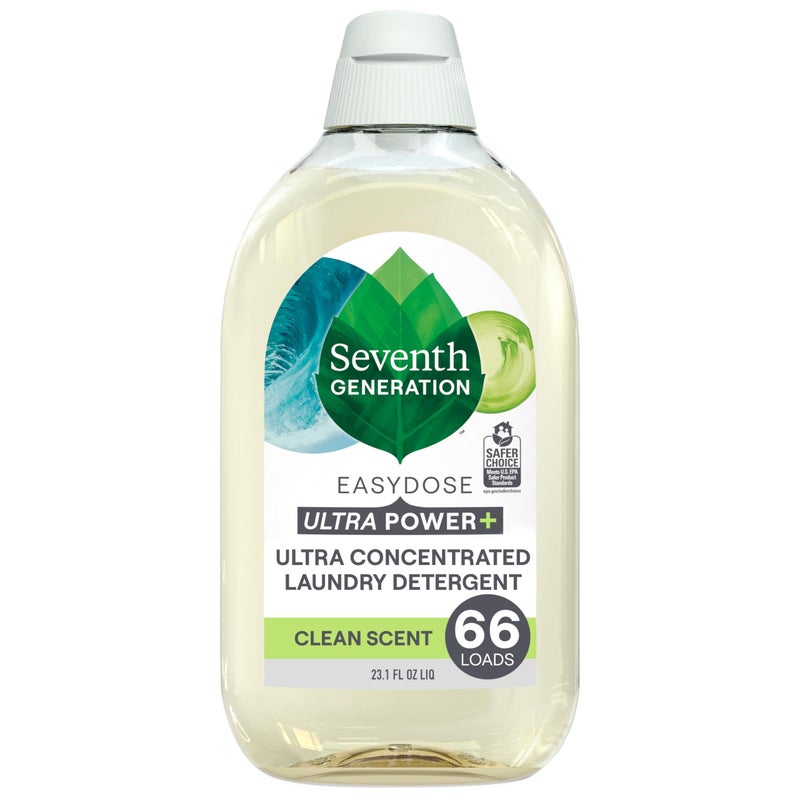 Seventh Generation Laundry Detergent 23 oz 66 Loads Ultra Concentrated EasyDose Power Clean Scent