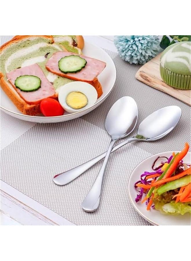 HOOKOR 12 Pcs Dinner Spoon Set,Premium Food Grade Stainless Steel Spoons,Durable Metal Spoons,Tablespoon,Spoons Silverware Only,Mirror Finish & Dishwasher Safe,Use for Home,Kitchen and Restaurant - 7.3 inch  - Image 2
