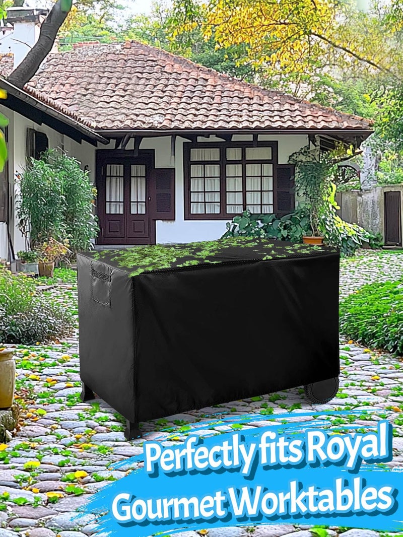 PAMASE Outdoor Dining Cart Cover - 41"L*24"W*32"H Grill Covers for Royal Gourmet Worktable PC3401B PC3401S Food Prep Table, Heavy Duty Waterproof BBQ Serving Worktable Metal Movable Station - Image 5
