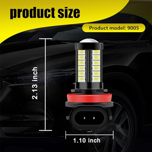 Flygun 2 PCS H8H11 Car Fog Light Bulbs 6500K White Super Bright Antifog Lights 12V Plug and Play 1500 Lumen Power Bulbs Universal for Car Truck SUV White - Image 3
