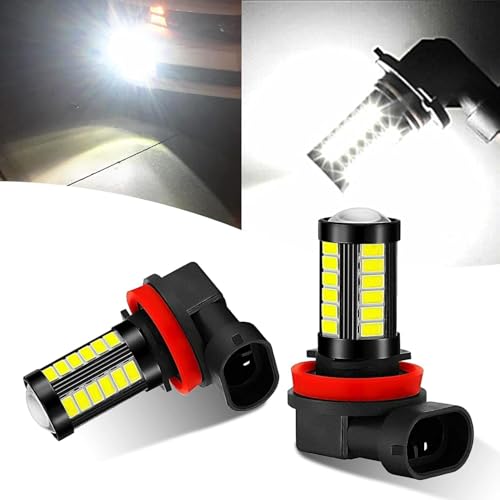 Flygun 2 PCS H8H11 Car Fog Light Bulbs 6500K White Super Bright Antifog Lights 12V Plug and Play 1500 Lumen Power Bulbs Universal for Car Truck SUV White - Image 1