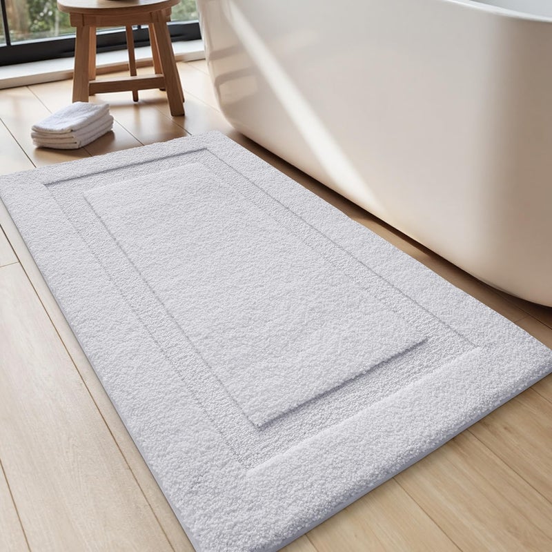LUMI Large Ultra Soft Bathroom Rugs Non Slip with Rubber Backing, Absorbent Washable Bath Mat Quick Dry, Upgraded Premium Microfiber Plush Carpet for Bathtub and Shower Floor, White, 24x43 - Image 1