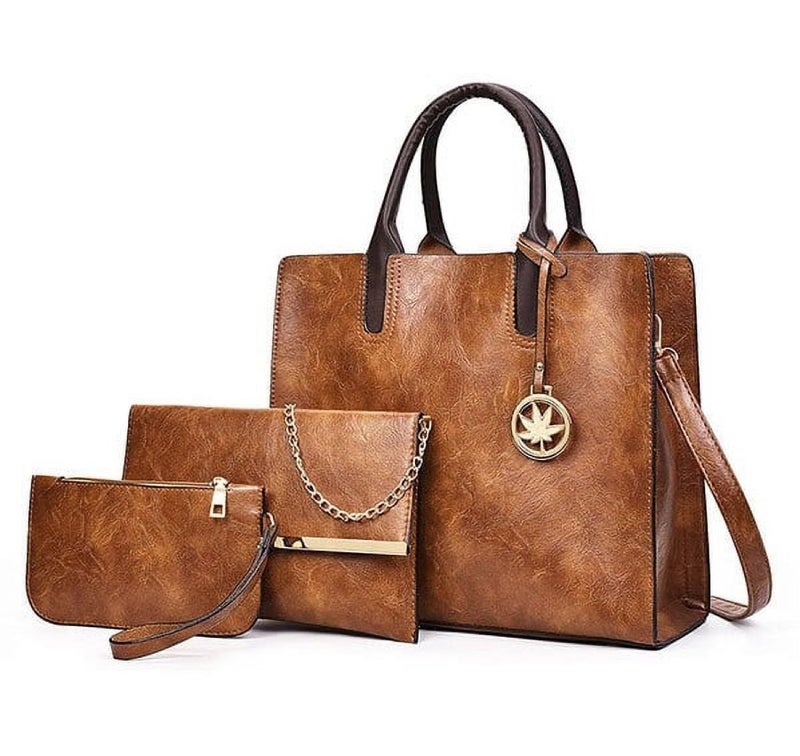 BABIES BLOOM Brown Stylish PU Leather Sling Bag Purse for Women & girls, 3 piece Sling Handbag for Working Wormen (3 In 1 Brown) - Image 1