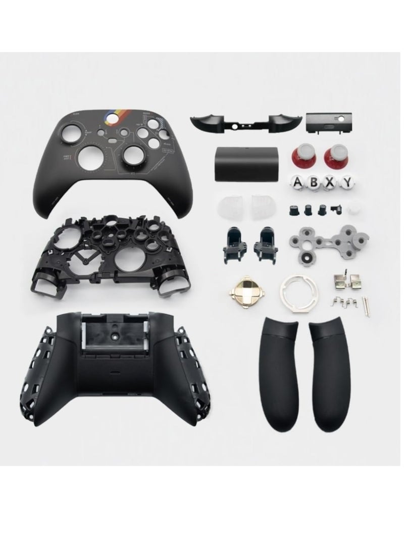 طقم غلاف بديل لجهاز تحكم Xbox Series X/S، غلاف كامل وغطاء أمامي وقضبان وغطاء بطارية وأزرار D-pad وملحقات لإصدار Starfield Special Edition، أسود - Image 2