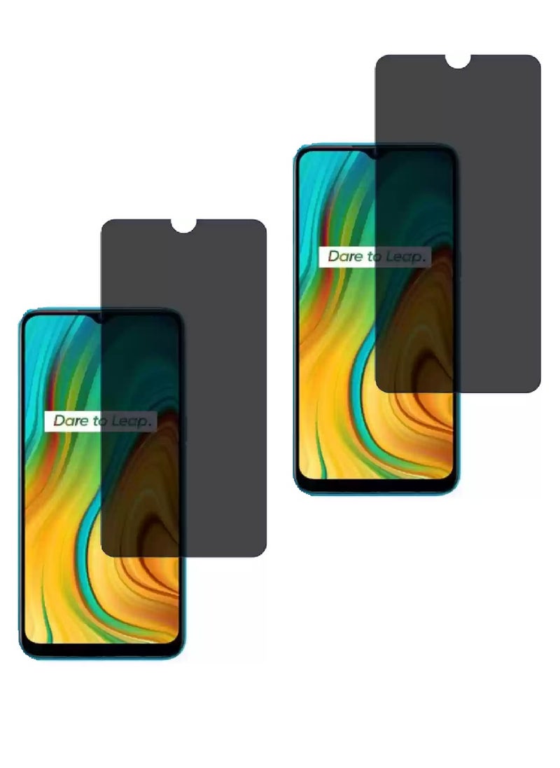 Generic 2 Pieces Tempered Glass Screen Protector Anti-Spy Privacy Designed For Realme C3  Full Screen Coverage And Bubble Free  - Image 1