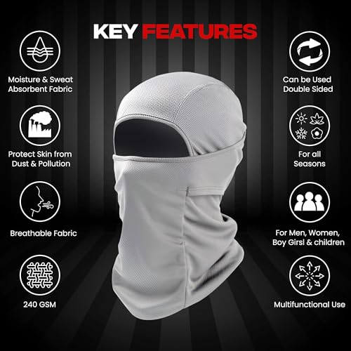 AUTOGUYS RYDER Full Face Mask for Bikers Riding Balaclava for Men Masks for Bike Riding Accessories Cycling Accessories Helmet Cap for Men Women Rider Helmet Balaclava for Men [Grey, Pack of 1] - Image 2