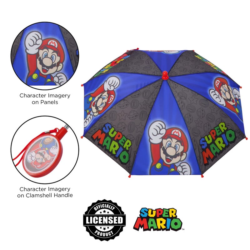 Nintendo Kids Umbrella, Super Mario Rain Wear For Boys Ages 3-6 - Image 3