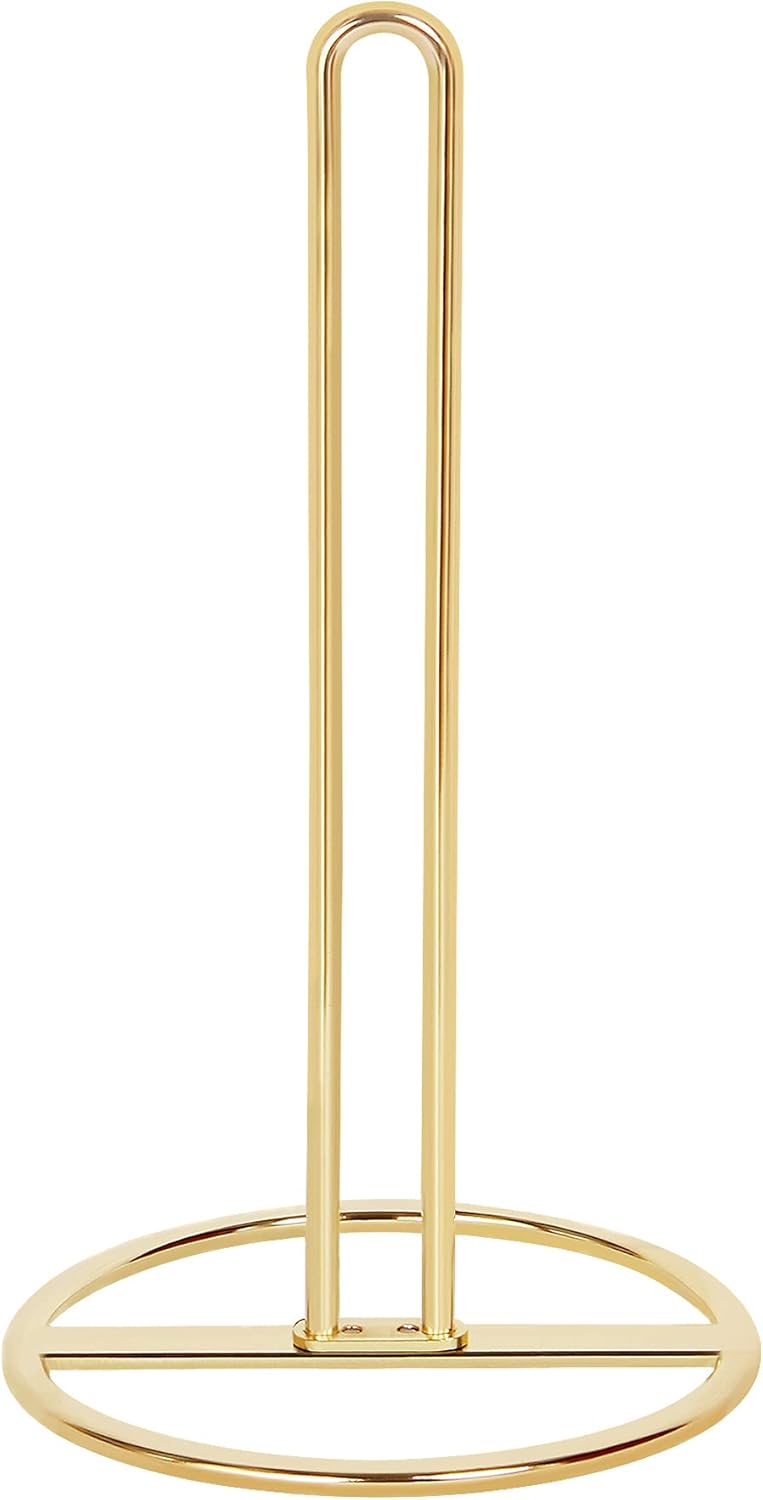 OBODING Gold Paper Towel Holder Countertop, , Kitchen Paper Towel Stand Holder for Kitchen Organization and Storage, Paper Towel Holders for Standard and Large Size Rolls (Gold) - Image 1
