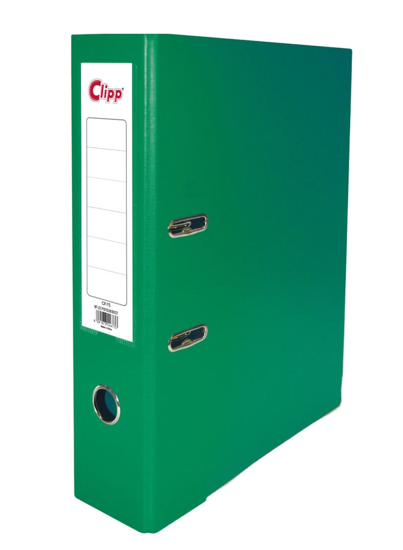 CLIPP 5-Piece Lever Arch Box File 75mm Spine Green - Image 2