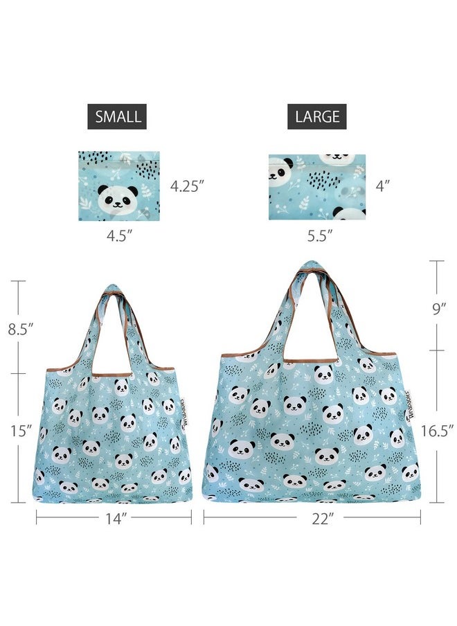 allydrew allydrew Large & Small Foldable Tote Nylon Reusable Grocery Bags, Set of 2, Panda  - Image 2