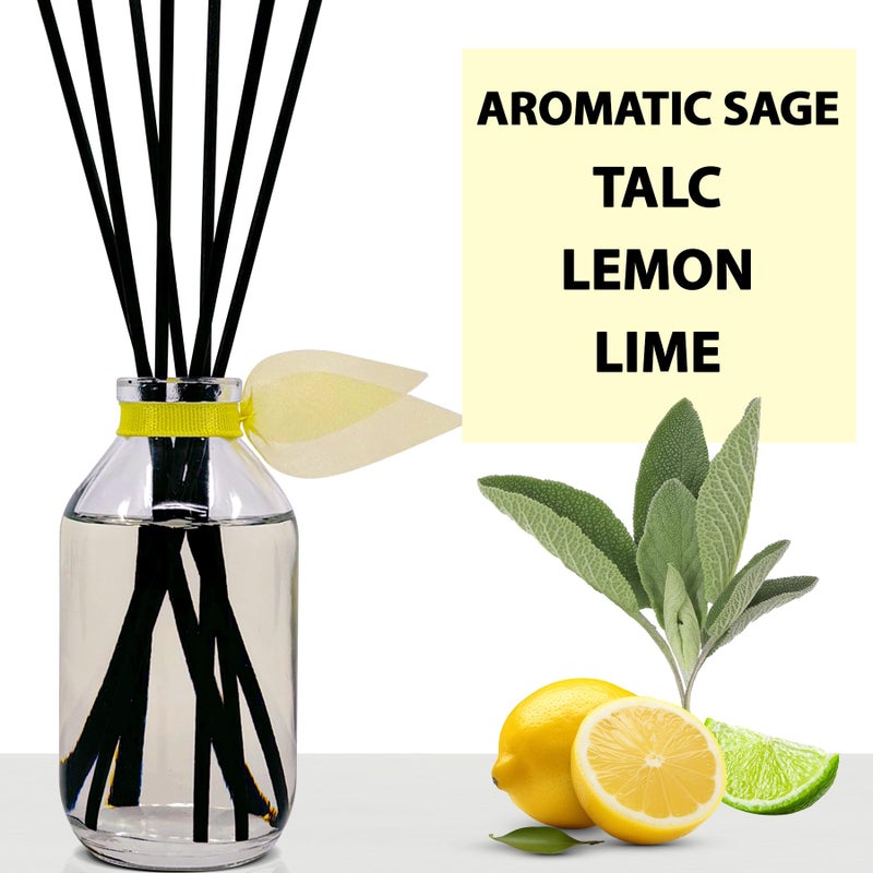 LOVSPA Reed Diffuser Set, Sage & Citrus Scented Oil Diffuser with Sticks, Home Fragrance Accessories for Bathroom Shelf Decor, Aroma Diffusers for Home or Office Desk, USA Made - Image 4
