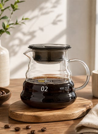 V60 Range Server Glass White 600ml Heat Resistant Glass Range Coffee Server | Pour Over Coffee Tea Server | Pot Carafe Hand Drip Coffee Jug Decanter |Transparent | Kettle Coffee Maker Teapot Clear 600mlml - view 5