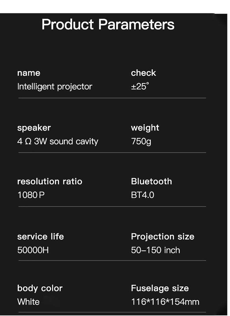 Umiio - Portable Projector 5G Android WiFi and Bluetooth Intelligent 50-150 Inches Screen Projection Higher Resolution Brightness - Image 1