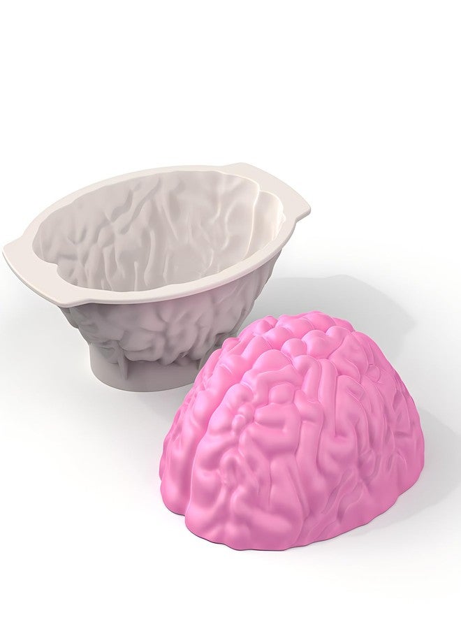 Ahorasky Brain Silicone Mold - Brain Cake Mold with Support Base, 3D Realistic Silicone Human Brain Gelatin Mold 3'' Deep Brain Baking Pan for Candy Breakable Chocolate Jelly or Pudding - Image 1