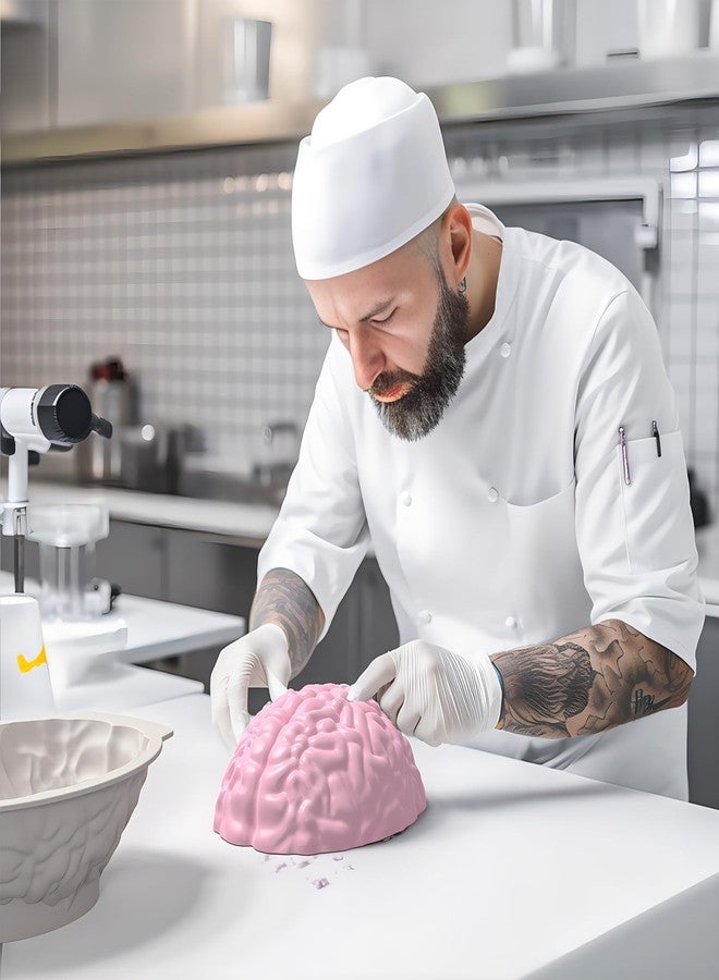 Ahorasky Brain Silicone Mold - Brain Cake Mold with Support Base, 3D Realistic Silicone Human Brain Gelatin Mold 3'' Deep Brain Baking Pan for Candy Breakable Chocolate Jelly or Pudding - Image 2