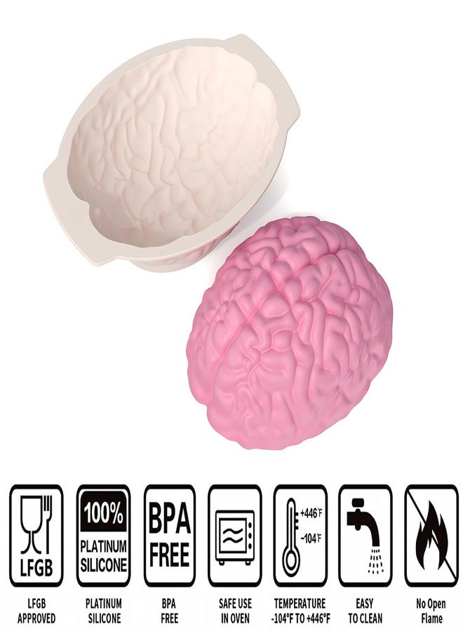 Ahorasky Brain Silicone Mold - Brain Cake Mold with Support Base, 3D Realistic Silicone Human Brain Gelatin Mold 3'' Deep Brain Baking Pan for Candy Breakable Chocolate Jelly or Pudding - Image 5