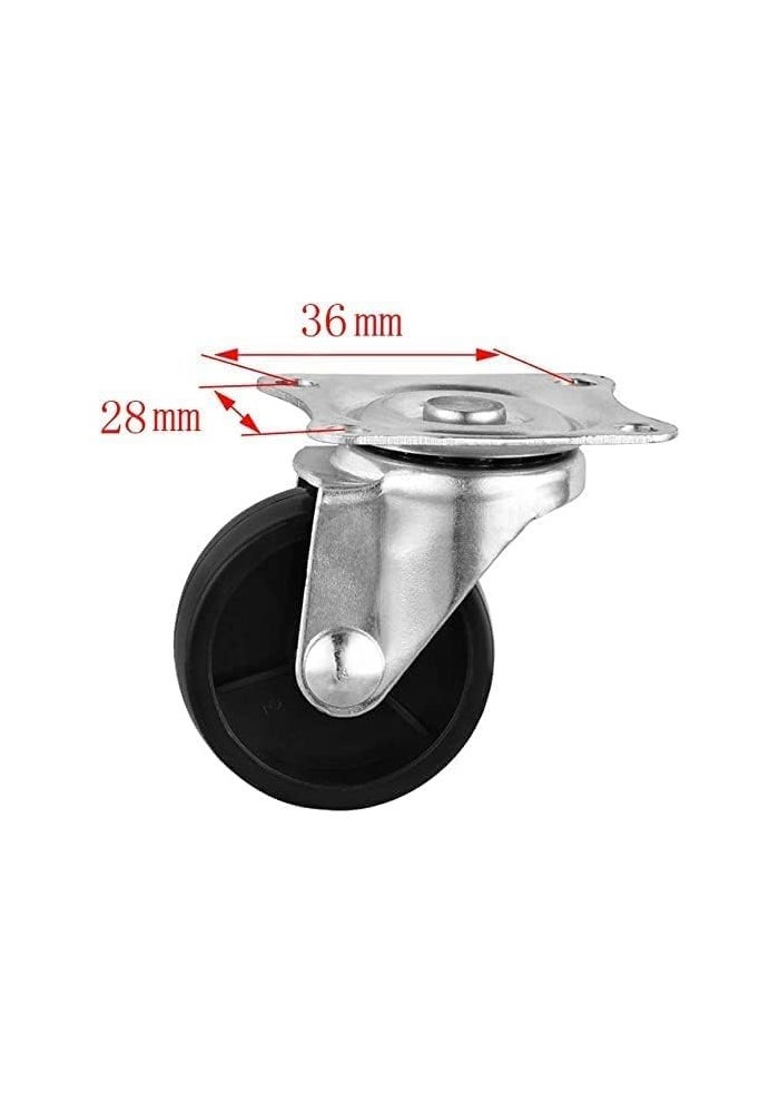 AQ AQSON AQSON 4 Pack of 40mm Rubber Swivel Caster Wheels without Brake for Furniture and Trolleys - Image 3