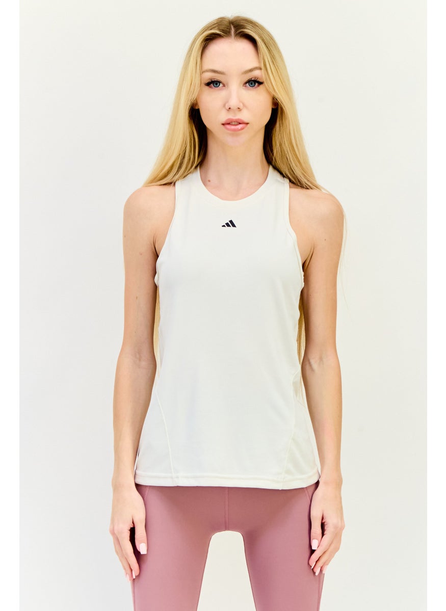 Adidas Women Sportswear Fit Sleeveless Training Top, Cream  - Image 1