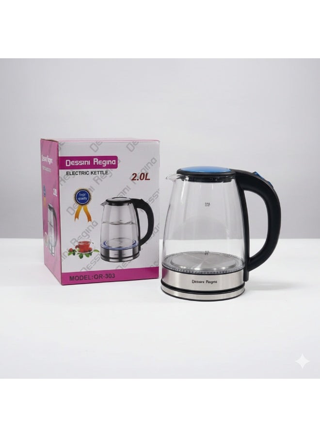 Dessini Regina Electric Kettle, 2L, 1500 Silver/Clear/Black - Image 1