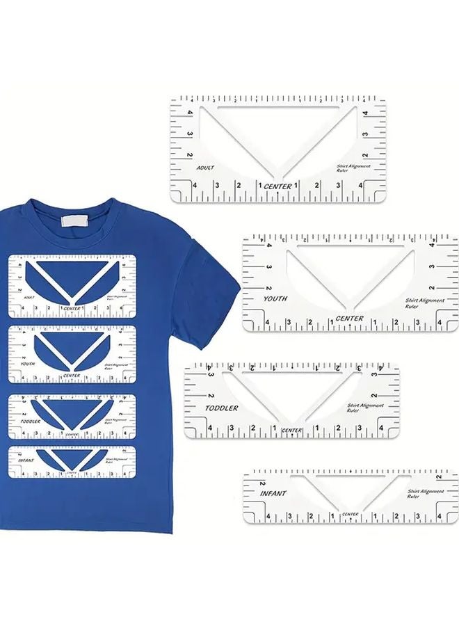 White T Shirt Alignment Tool 4pcs V Shaped Ruler Guide For Heat Press Vinyl - Image 1