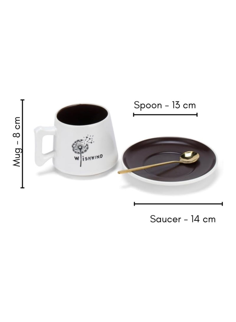 WISHWIND 350 ml Brew Verve Coffee Mug along with Saucer & Spoon Set Packed in leather bag- Redefine your Coffee Experience, Ideal Gift for Coffee Lovers - Image 3