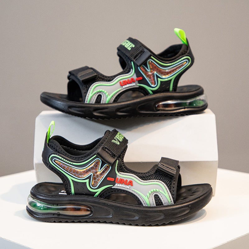 Boys Sandals 2025 Non-Slip Wear-Resistant Mid-Large Children'S Beach Shoes Air Cushion Open Toe Boys Sports Sandals - Image 4