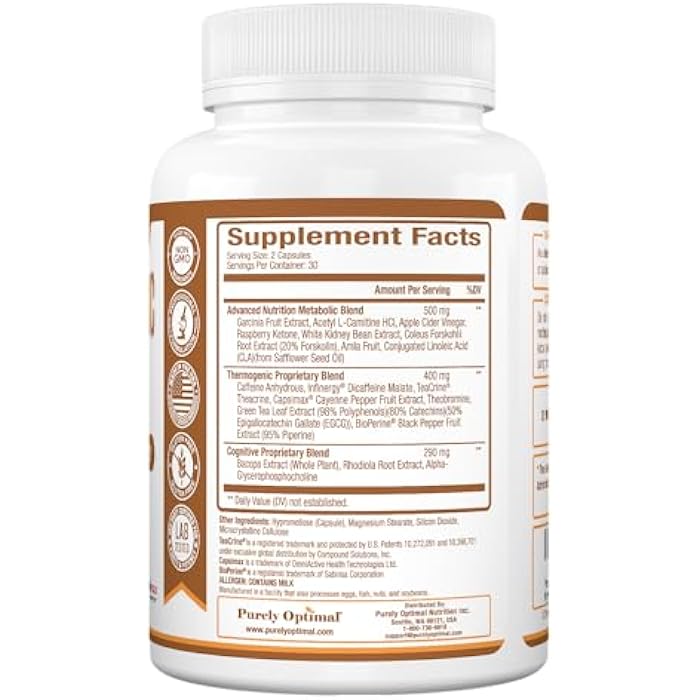 Purely Optimal Thermogenic Fat Burner for Women - Advanced Metabolism Support & Energy Booster - Natural Ingredients, Vegan-Friendly, Non-GMO - 60 Capsules - Image 5