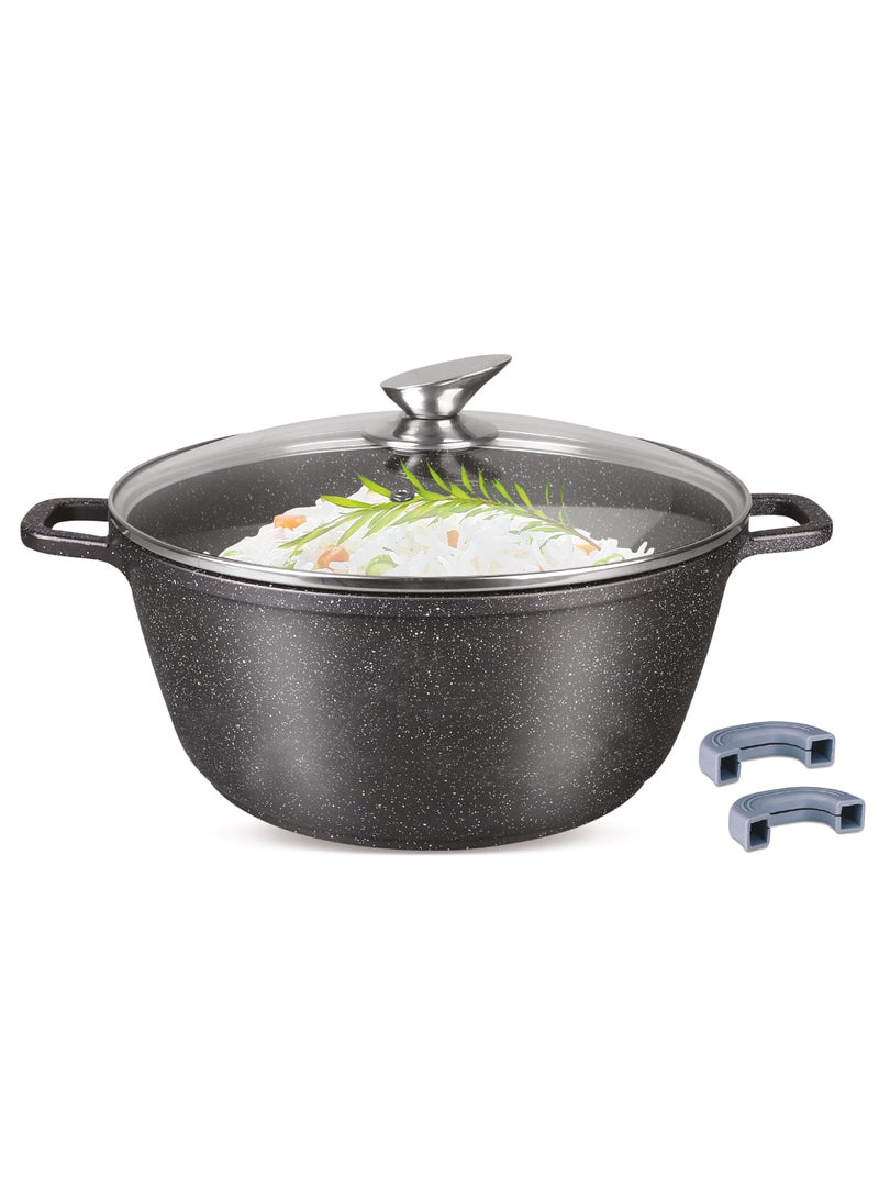 Homeway طاجن رخام مع غطاء – ألمنيوم مصبوب بدقة 40سم غير لاصق - Image 1