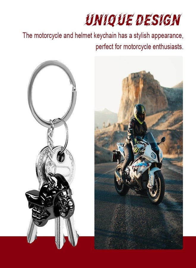 NYTKL 2 PCS Motorcycle Helmet Keychain, Creative Motorcycle Keychain Helmet Key Fob, 3D Metal Motorbike Keyring for Men (Black) - Image 4