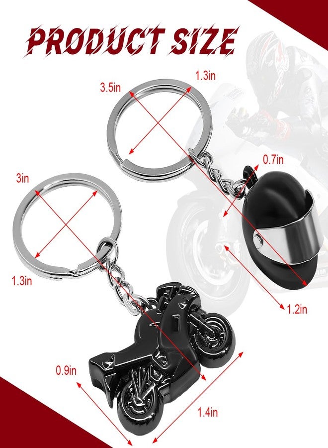 NYTKL 2 PCS Motorcycle Helmet Keychain, Creative Motorcycle Keychain Helmet Key Fob, 3D Metal Motorbike Keyring for Men (Black) - Image 2