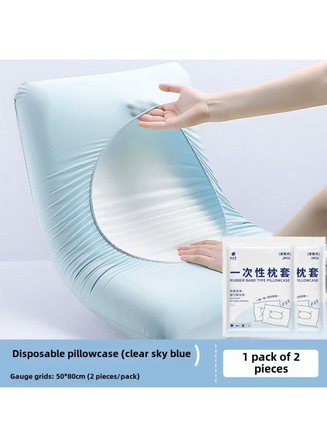 Thickened Disposable Pillowcase Dirty Air Permeable Hotel Special Beauty Salon Pillowcase Non-woven Travel Products Pillow Towel-Color:Disposable Pillowcase 2 Pieces  Blue-Specifications:50*80  - Image 1