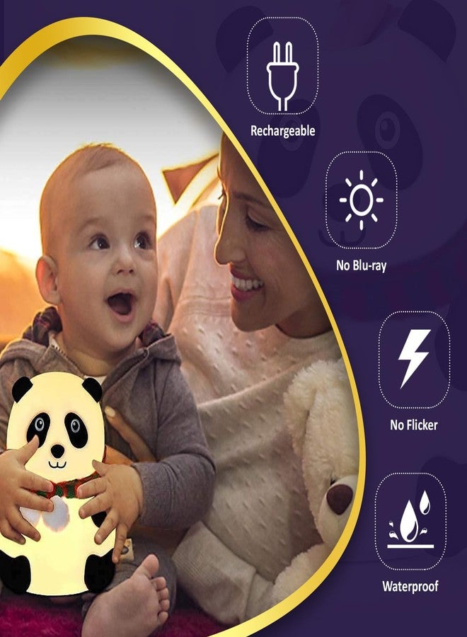 Lexton Cute Panda Night Light, Silicone Warm White, Nursing Room Light, USB Rechargeable Bedside Lamp, 1 Pc - Image 5