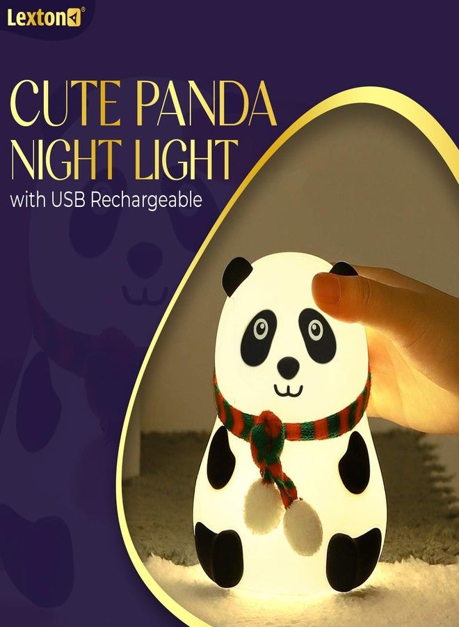 Lexton Cute Panda Night Light, Silicone Warm White, Nursing Room Light, USB Rechargeable Bedside Lamp, 1 Pc - Image 4