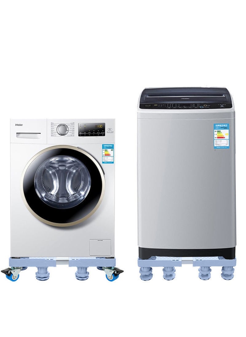 Upgraded Length Adjustable Double Tube Washing Machine Base, Refrigerator Stand with Movable Roller, Grey - 8 Strong Feet & 4 Locking Rubber Swivel, YXJ-25F Grey