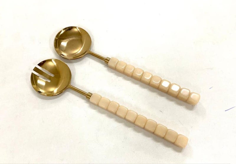 CREATIVE HANDS By Sheetal Set of Two Serving Set Spoon Peach Rose Gold - Image 1