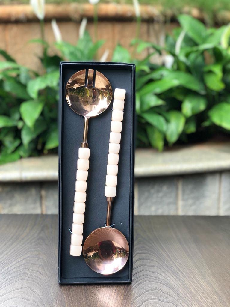 CREATIVE HANDS By Sheetal Set of Two Serving Set Spoon Peach Rose Gold - Image 2